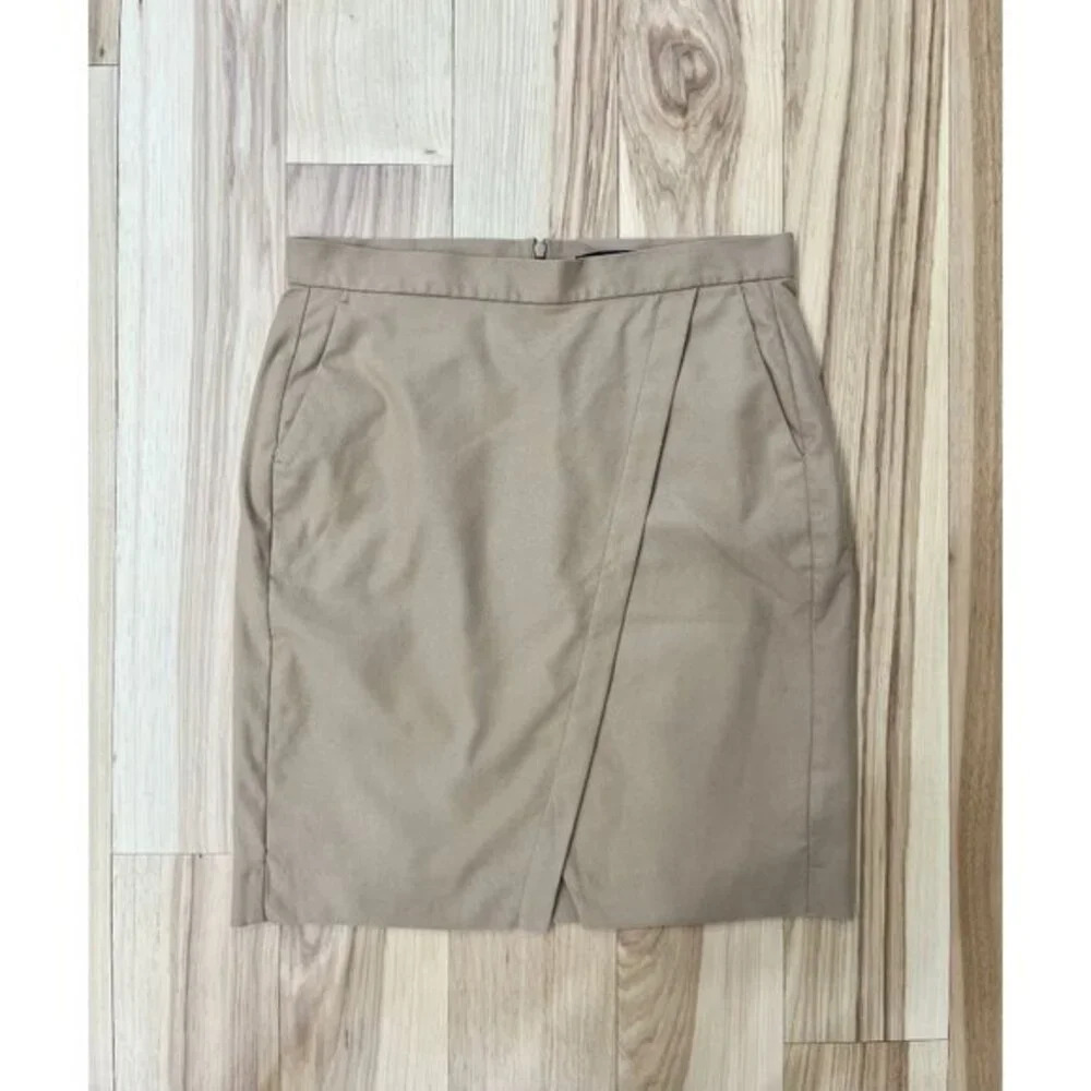 Banana Republic Camel Pencil Skirt Wrap Front 4P
